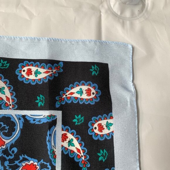 Sarah Coventry Vintage Scarf Paisley Black Blue Red - Picture 4 of 5